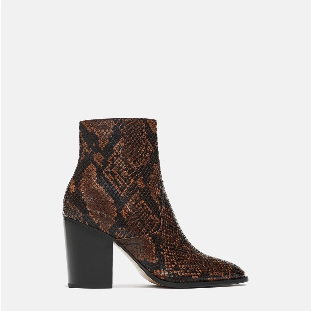 Zara Heeled Animal Print Ankle Boots